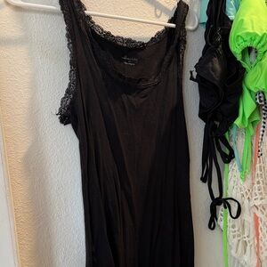Elegant Black Lace Trim Tank Top